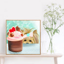 5D DIY Full Drill Round Shape Puppy Eat Cake Rhinestone Diamond Drawing Decor
