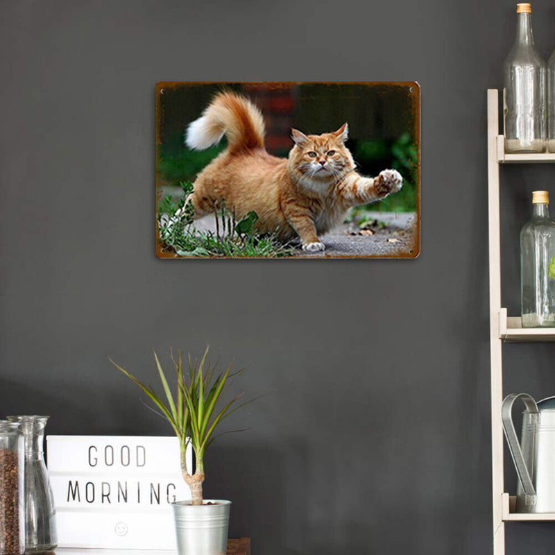 Lawn Cat Metal Retro Tin Sign Poster Wall Plate for Living Room Accessories