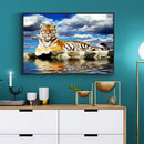 5D Full Round Drill Diamond Painting Tiger diy Embroidery Wall Art (YF008) Newly