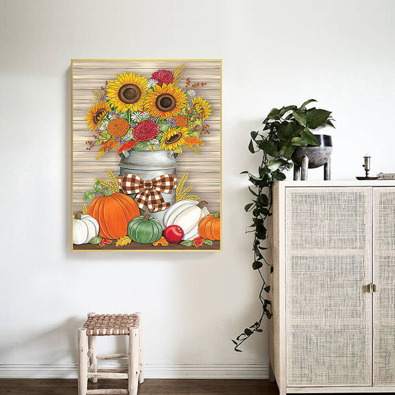 Sunflower in Vase Oil Paint By Numbers Kits DIY Handpainted on Canvas Home Decor