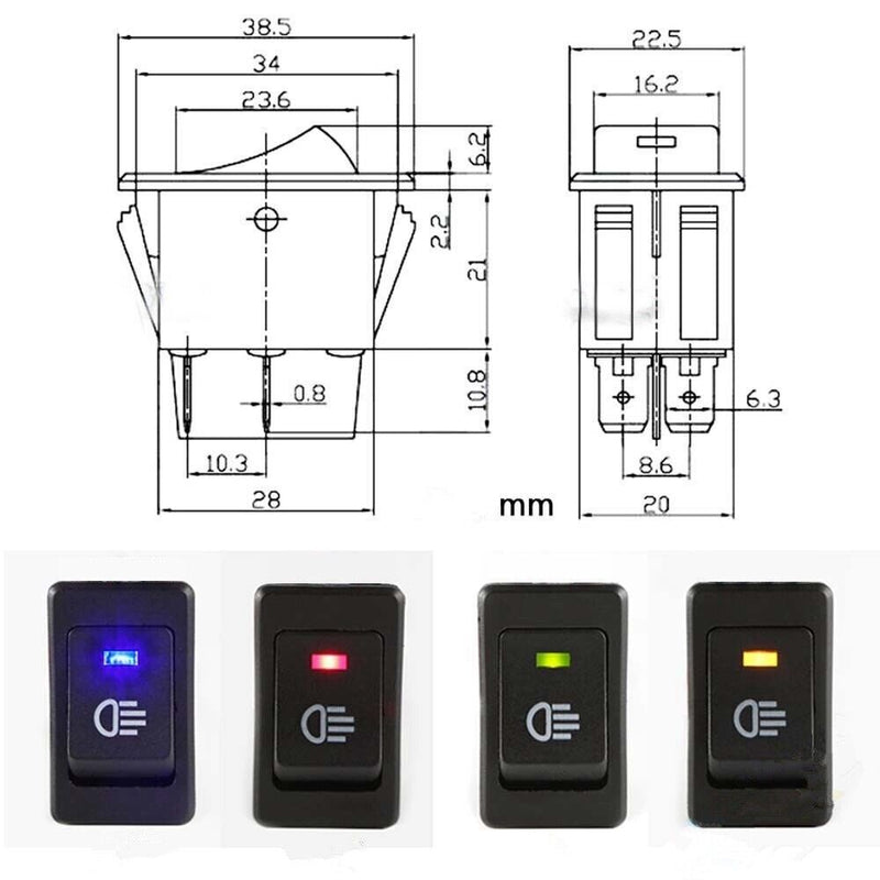 Work Light Switch 4-Pins On/Off 12V 35A LED Indicator Driving Fog Lamp