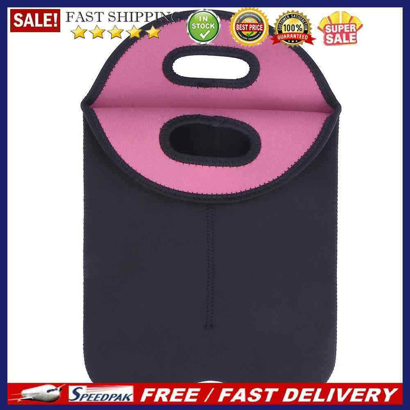 2 Bottles Neoprene Cooler Wine-bottle Bag Protective Cover (Pink+Black)