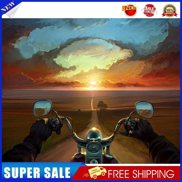 Frameless Oil Paint By Numbers Dusk Motorcycles DIY Canvas Picture Craft
