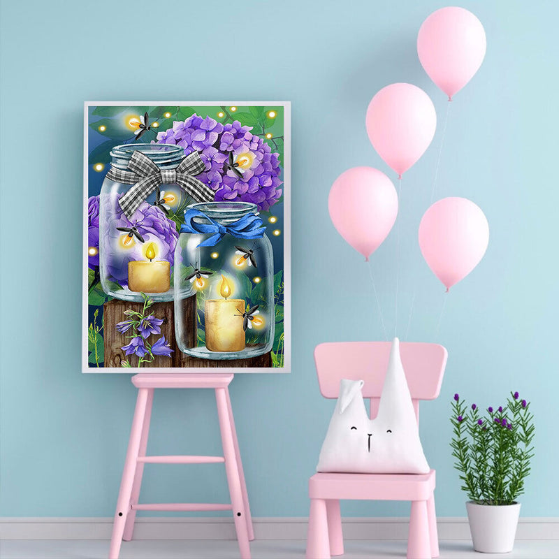 Firefly Glass Bottle Oil Paint By Numbers DIY Canvas Wall Art Picture Home Cr