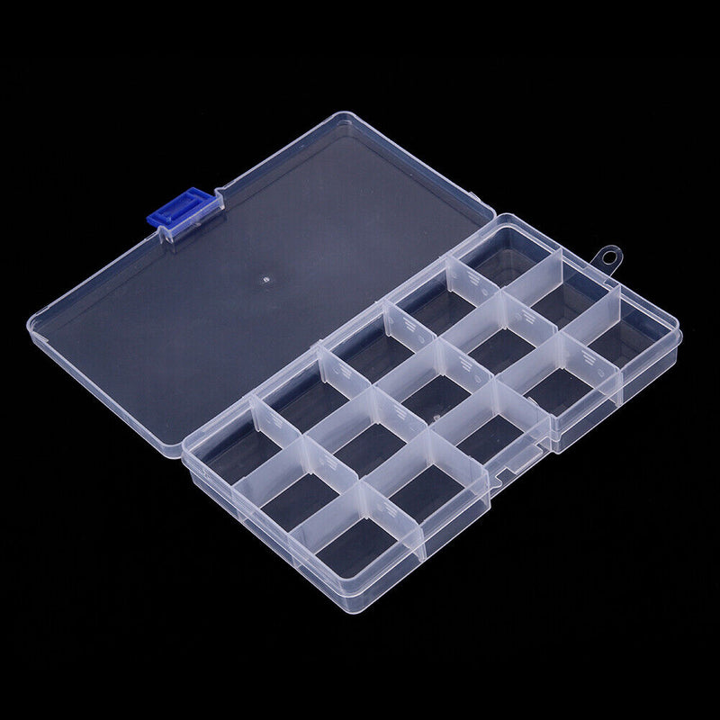 Plastic 15 Slots Tray Adjustable Jewelry Necklace Clear Storage Box