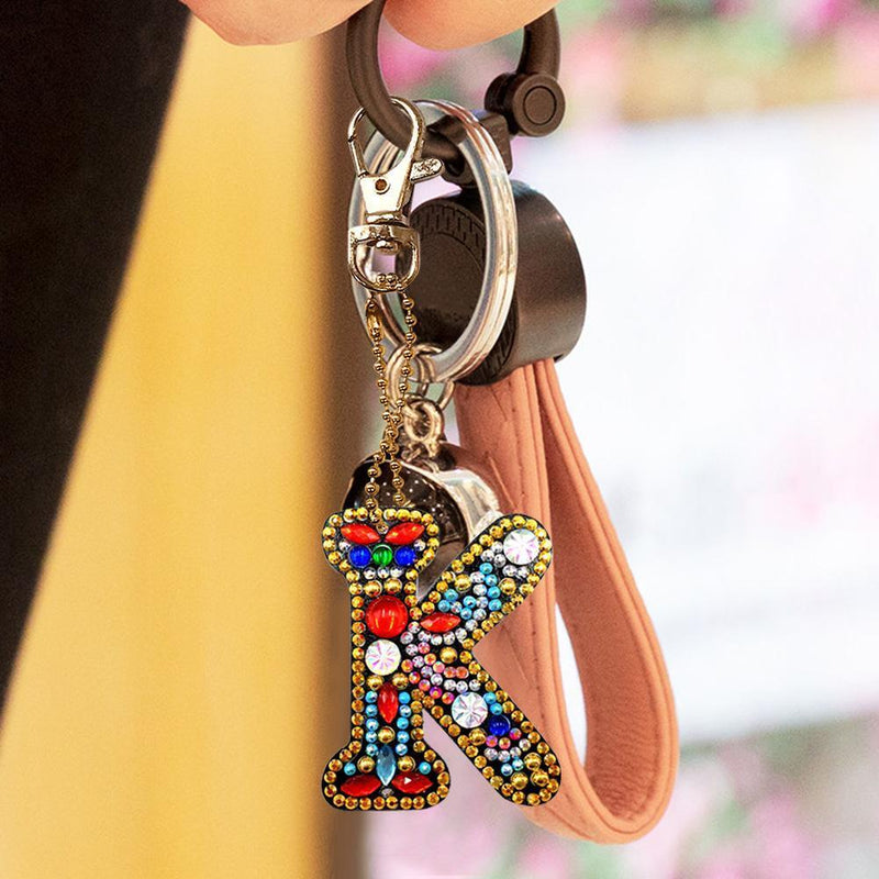 DIY Key Chain Diamond Painting Letters Women Bag Keyring Pendant Gift (K) Newly
