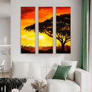 DIY Paint By Number Kit Tree Under Setting Sun Triptych Acrylic Paint Craft Gift