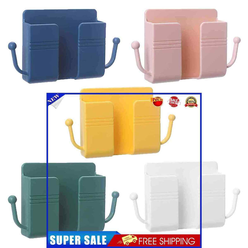 Wall Phone Holder - 5 Pieces Self-Adhesive Wall Mounted Phone Holder with Hooks