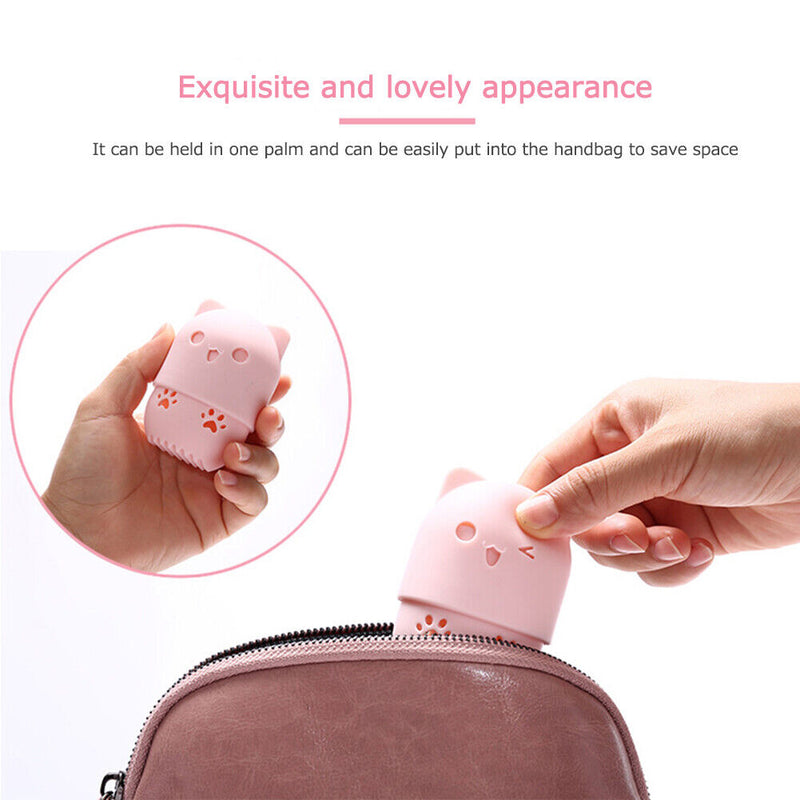 Silicone Beauty Sponge Storage Box Egg Stand Powder Puff Holder Tool (Pink)