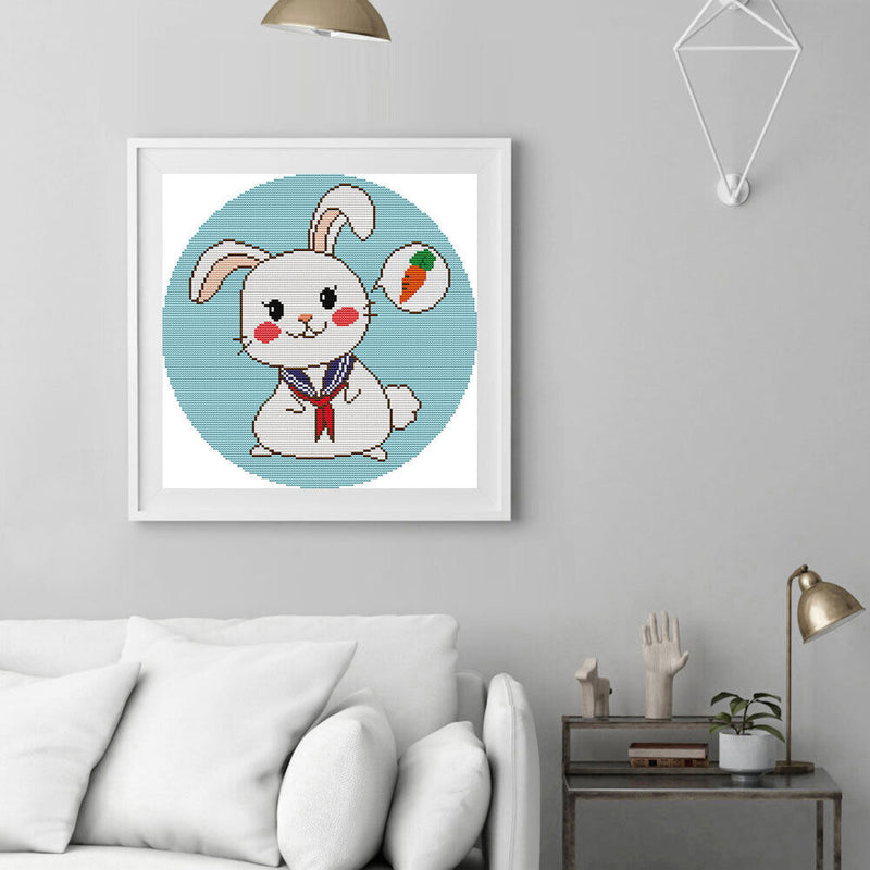 14CT Partial Cross Stitch Sailor Rabbit Stamped DIY Cotton Thread Needlework Kit