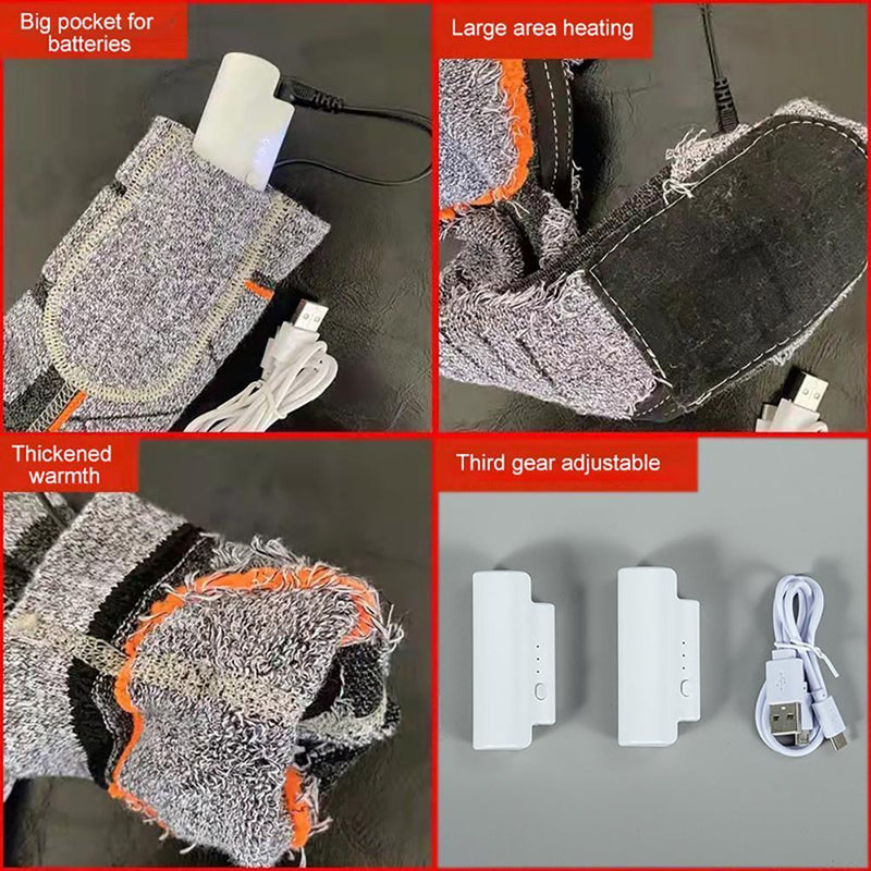 Electric Heating Socks Winter Foot Warmer for Snow Camping Hiking Skiing (Grey)