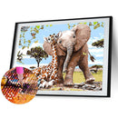 Giraffe Elephant 5D DIY Full Drill Round Rhinestones Painting Embroidery