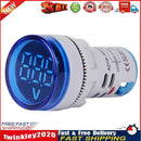 6-100V DC Digital Voltmeter Indicator LED Lamp Round Signal Light (Blue) Newly