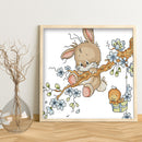 Part Embroidery Naughty Rabbit Printed Cross Stitch 14CT Cotton Needlework