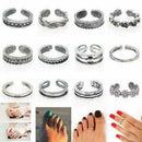 12pcs Retro Simple Fashion Carved Adjustable Toe Rings For Girls Foot E4O5 T1X1