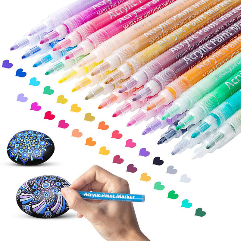 Acrylic Paint Pen 30 Colors Fine Point Tip Permanent Paint Marker Pen (0.7m