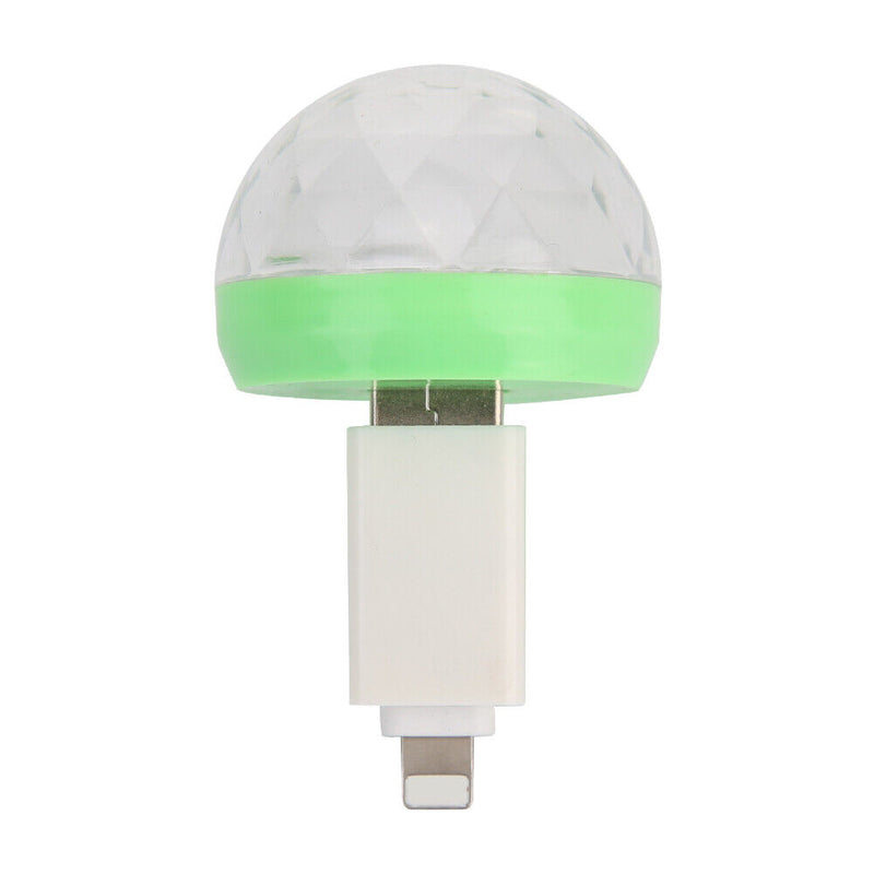 Mini USB Crystal Magic Ball Colorful LED Disco Light (USB+8 Pin Adapter) Newly