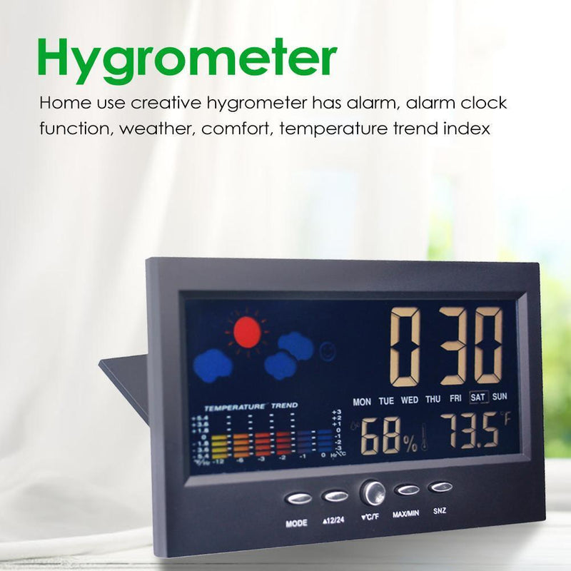 Digital Temperature Humidity Monitor Clock LCD Display Indoor Home Weather