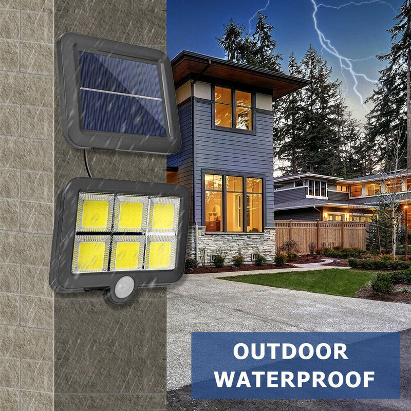 120LED Solar Wall Split Lamp Emergency COB IP65 PIR Motion Sensor Outdoor Light