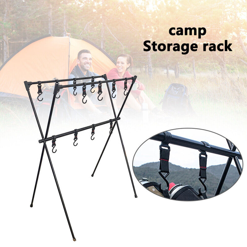 Lightweight Outdoor Camping Shelf Clothes Storage Hanger BBQ Triangle Rack Newly