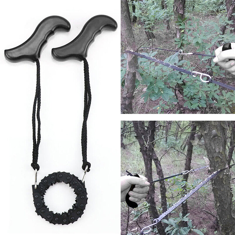Pocket Hand Chainsaw Survival Camping Hiking Wood Cutting Chain Saw (Black)