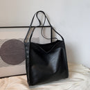 Fashion Women PU Solid Color Shoulder Shopping Bag Large Capacity Tote Handbags