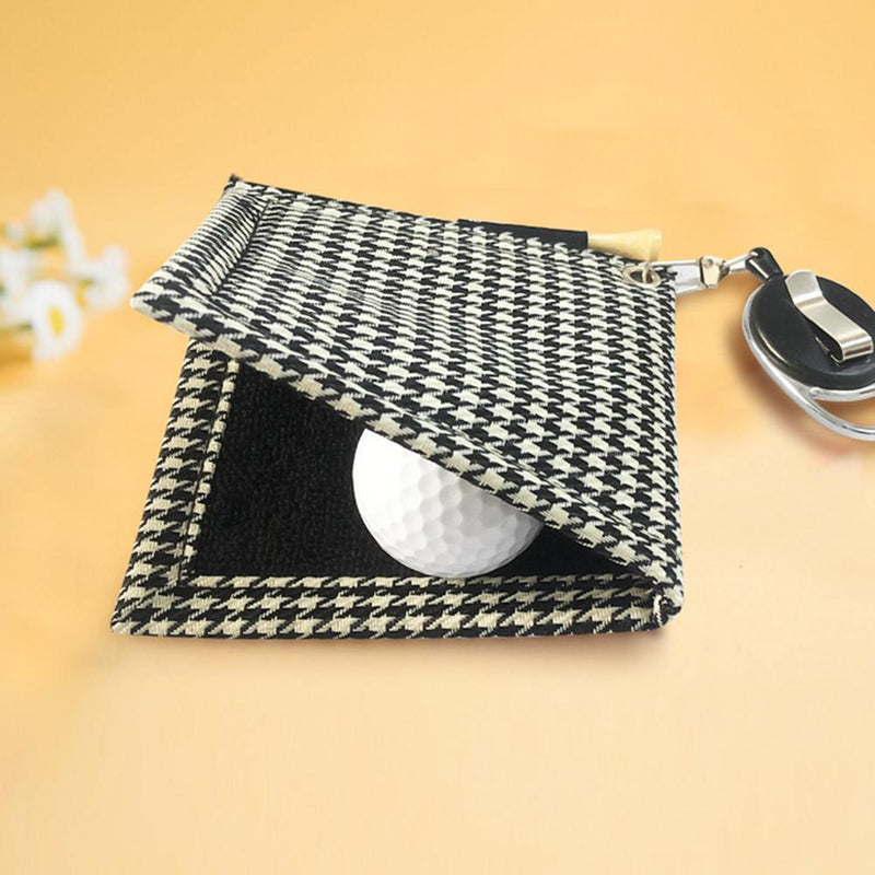 Golf Ball Cleaning Towel Golf Club Head Wiping Cloth Cleaner Tool (Black)