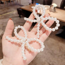 Korean Girls Pearls Bowknot Fringe Barrette Women Bang Ponytail Hair Clips
