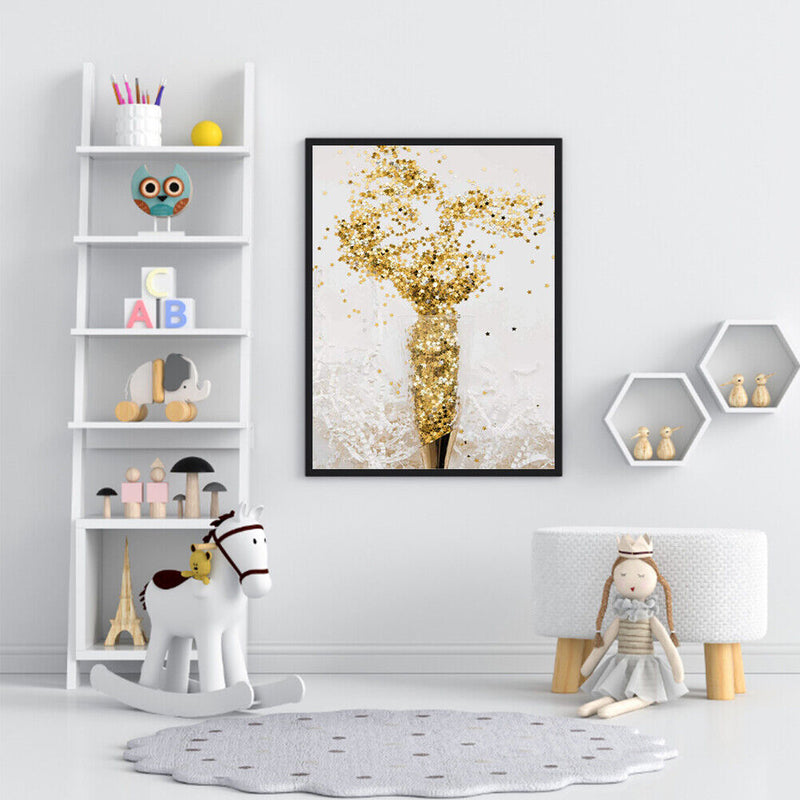 DIY Paint By Number Kit Frameless Golden Star Abstract Handpainted Canvas Decor