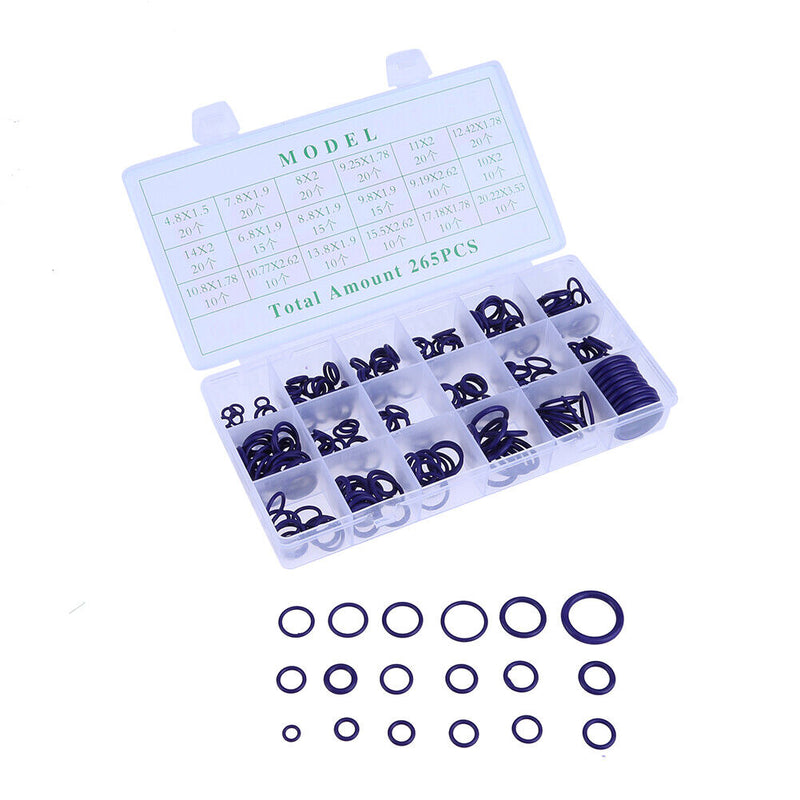 265pcs Universal 18 Size Auto Air Conditioning Seal Ring Refrigerant Repair Set