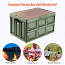 Folding Car Trunk Storage Box Wooden Lid Outdoor Camping Fishing Organizer Box