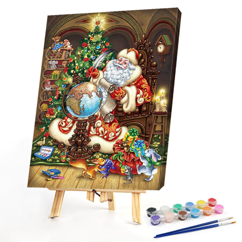 Santa And Animal Oil Paint By Numbers Canvas Drawing DIY Coloring Picture Kits