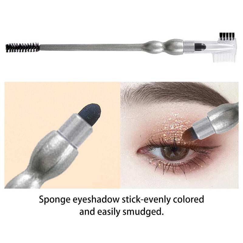 Double-Headed Comb with Sponge Eyeshadow Stick for Women Girls Eye Makeup Tools