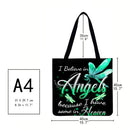 LI Q P R Dragonfly Letter Shopping Bag, Printed, Casual, Large Capacity