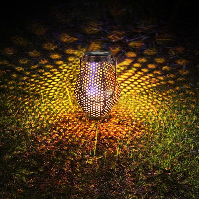 Retro Solar LED Lantern Waterproof Garden Yard Hanging Lamp Lawn Landscape Light