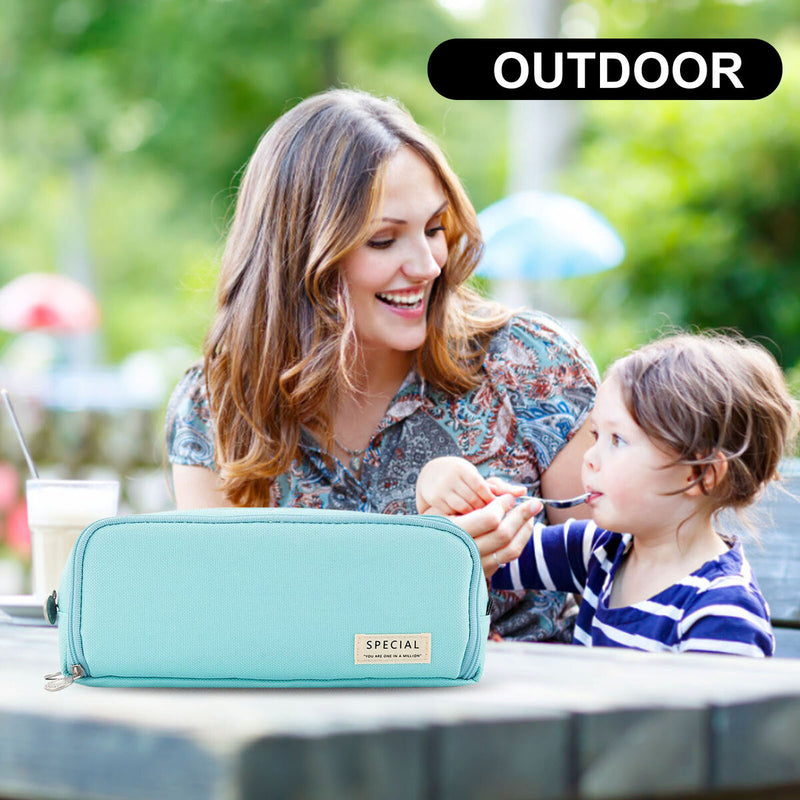 Large Capacity Pencil Case-Cosmetic Bag Oxford Cloth Bag (Glacier Blue)