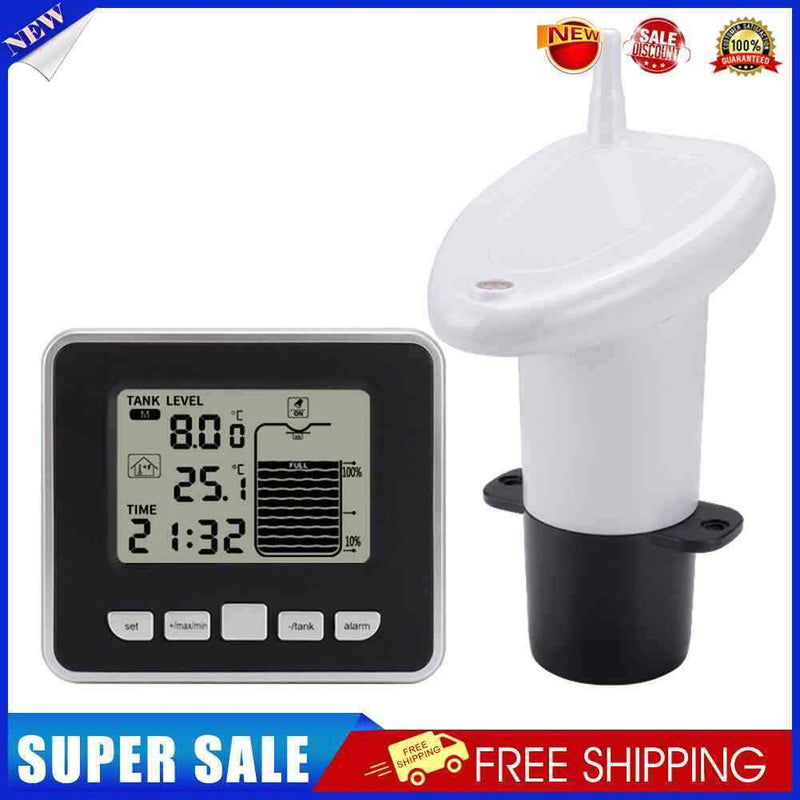 Ultrasonic Water Tank Level Meter Sensor w/Time Alarm Transmitter Receiver