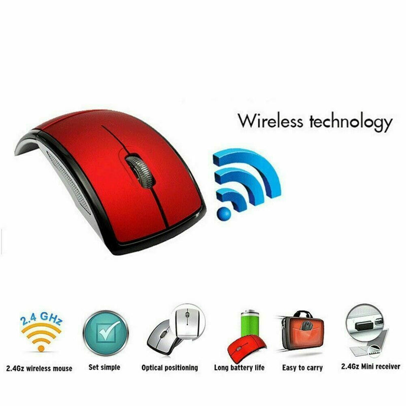 2.4Ghz Wireless Mouse Foldable Folding Optical Mice Receiver USB For Laptop F0Q1