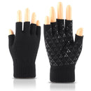 Cycling Anti-slip Half Finger Gloves Winter Warm Fingerless Mittens (Black)