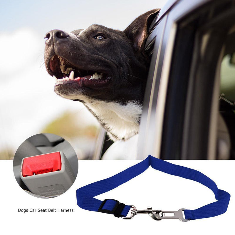 Adjustable Dogs Car Seat Belt Harness Pets Safe Seat Traction Rope (Blue) Newly