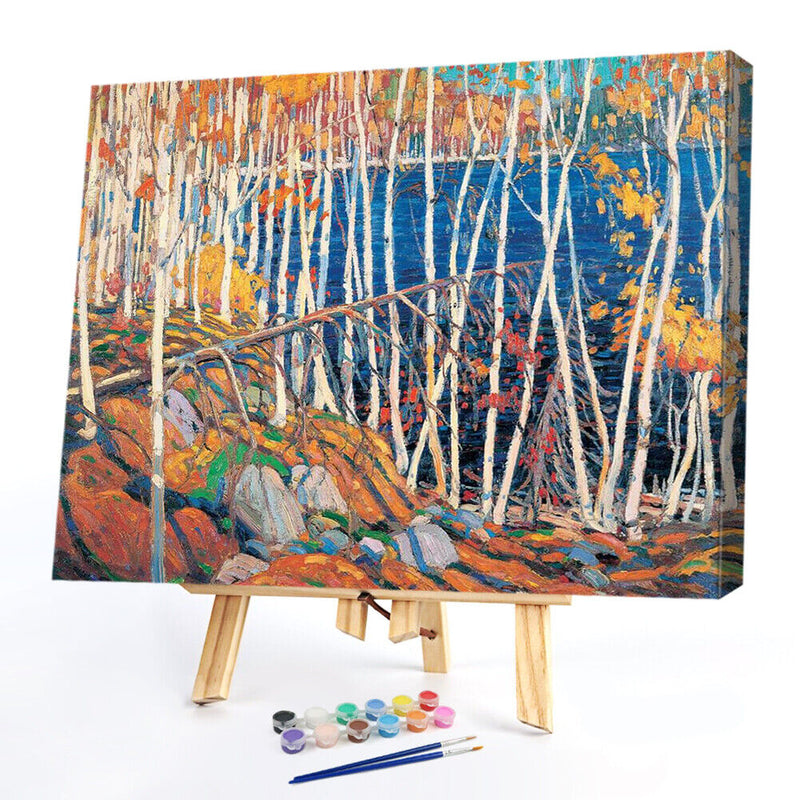 Birch Forest by Lake Oil Paint By Number Kit DIY Home Decoration Gift Wall Art