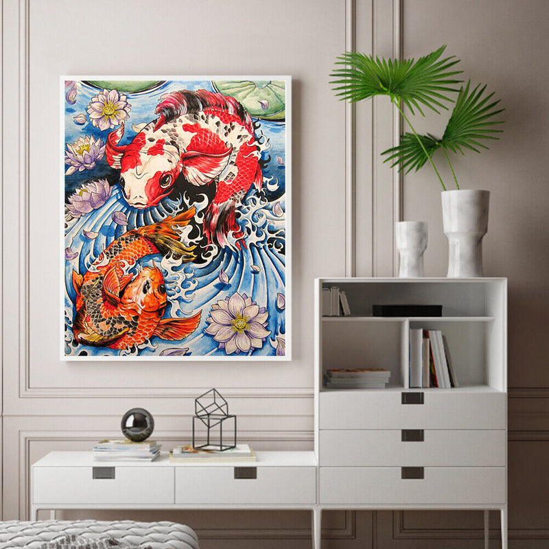 Carp Oil Paint By Numbers Kit DIY Acrylic Painting on Canvas Frameless Drawin