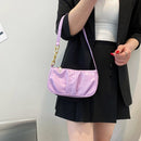 Fashion Women Chain Pleated Underarm Bag Ladies Solid Color Mini Handbag Purse