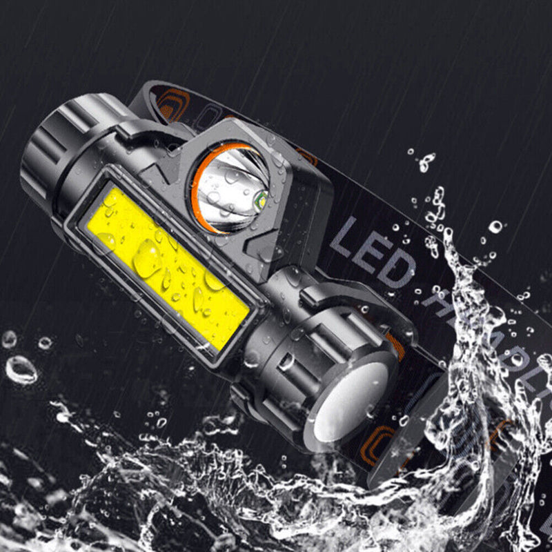 Bright LED Rechargeable Headlamp Waterproof Work Flashlight Torch for Camping