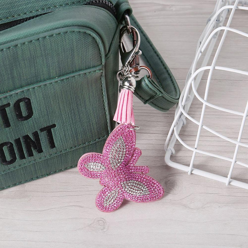 Full Drill Special Shaped Diamond Painting Butterfly Women Bag Keychain Gift