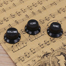 3pcs Plastic Electric Guitar Bass Volume Knob Potentiometer Caps (Black)