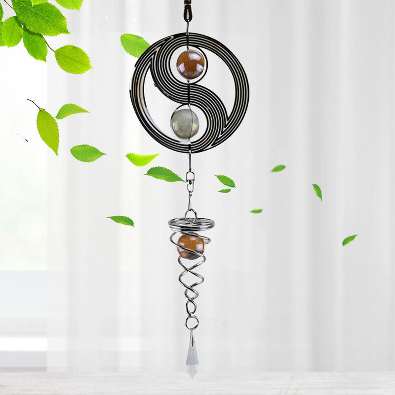 DIY Rotating Wind Chime Novelty Metal Hanging Sculpture Wind Chime Bell (A)