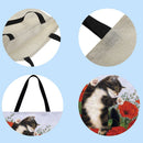 Fashion Women Flower Kitten Printing Shoulder Shopping Bag Casual Large Handbags