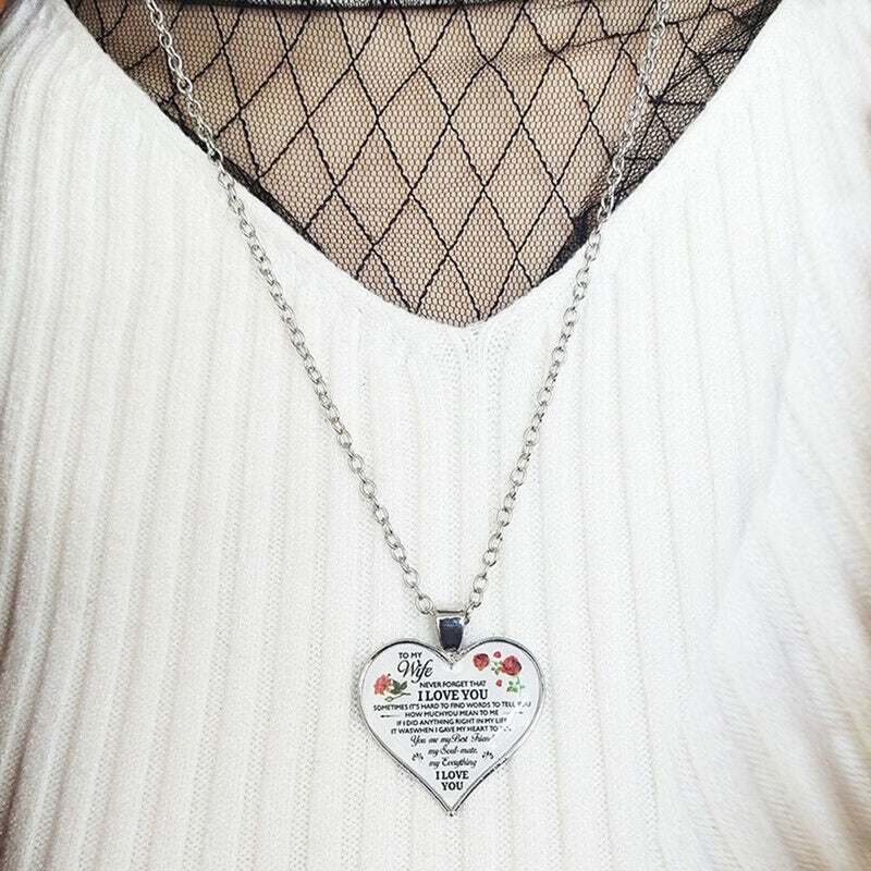 Wife My Daughter Love Women Heart Necklace Family Jewelry Gifts Pendant
