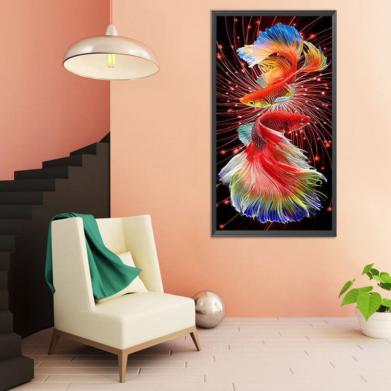 11CT Full Cross Stitch Pair of Koi Counted DIY Needlework Animal Wall Art Crafts